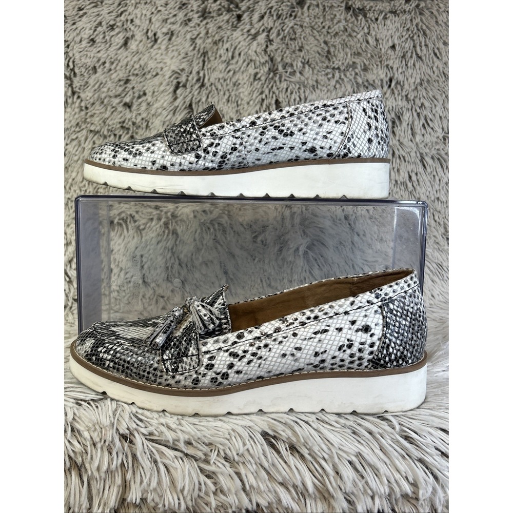 Preston & York Hollie Snake Print Leather Loafers Platform 9.5M Tassles